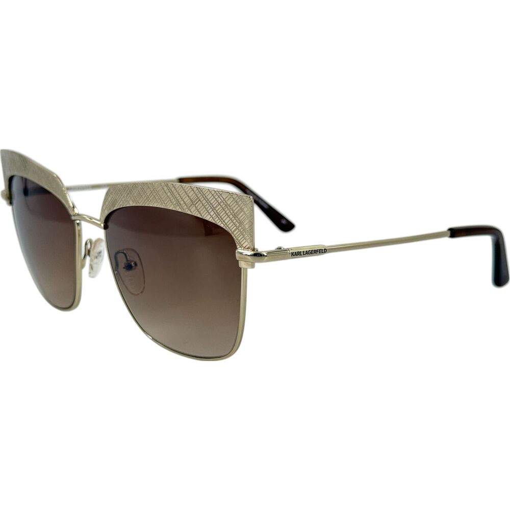 Karl Lagerfeld KL247S Womens Metal Sunglass 508 Shiny Gold 56-16 Brown Gradient